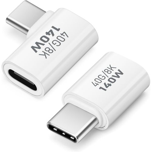 KALANKA-Adaptateur USB C 40 Gbps, Adaptateur USB C mâle vers Type C Femelle à Angle Droit Adaptateur USB 4.0 Type C Connecteur de Transfert de données Compatible pour iPhone 15, Samsung, MacBook (Mix