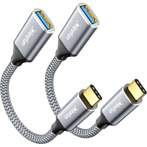KALANKA-Cable Adaptateur USB C vers USB A 0.15M 2Pack, USB 3.0 5Gbps Cable OTG USB C Mâle vers USB A Femelle pour iPhone 15 Plus 15 Pro Max, Galaxy S24 S23 S22, MacBook Pro/Air, Pad