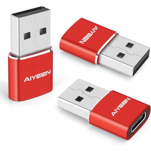 KALANKA-Adaptateur USB C Femelle vers USB A mâle amélioré, convertisseur de Type C vers USB A pour iWatch 7, MacBook, iPhone 12 13 14 Pro Max, iPad Mini 6, Samsung Galaxy S22 (Lot de 3 Rouges)