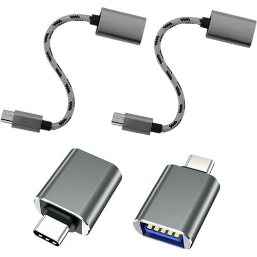 KALANKA-Adaptateur USB C vers USB 3.0 (Lot de 4), Câble Adaptateur OTG USB-A Femelle à USB-C Mâle Compatible avec MacBook Pro, Samsung Galaxy, Téléphones Type-C, Tablettes et Plus (Gris)