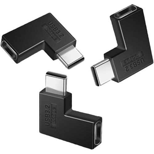KALANKA-Adaptateur USB C à 90 Degrés (Lot de 3), USBC 3.2 Mâle vers Femelle 10Gbps 5A/30V OTG Adaptateur Horizontal à 90 Degrés Compatible avec Les Téléphones et Tablettes USB-C