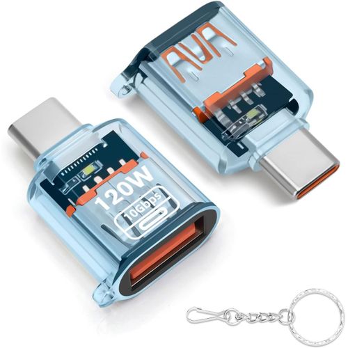 KALANKA-Adaptateur USB vers USB C (2 Packs), Convertisseur USB Type C Mâle vers USB A 3.2 Femelle, Adaptateur Thunderbolt 3 vers USB Femelle OTG pour iPhone 16/15 Series, MacBook, Samsung et Autres (