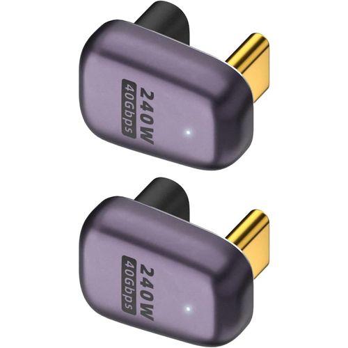 KALANKA-Adaptateur USB C à 180 degrés, adaptateur à angle droit de type C avec chargement vidéo PD 40 Gbit/s 240 W 8K @ 60 Hz, compatible avec Steam Deck, Switch, VR et autres appareils de type C (2