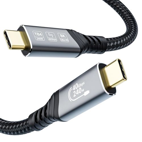 KALANKA-USB 4 Thunderbolt 4 Cable 0,5m, USB C 8K@60Hz 4K@144Hz PD3.1 240W 5A, 40Gbps USB C Cable Thunderbolt 3 pour Thunderbolt 5, eGPU, SSD, MacBook, Dockings, Hub, VR, Mac mini, Display USB C