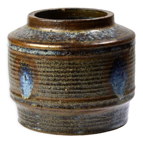 Vase danois en grs maill marron