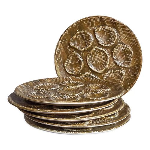 Six Assiettes Hutres Faence Laposmail Mat Annes 50 Beige