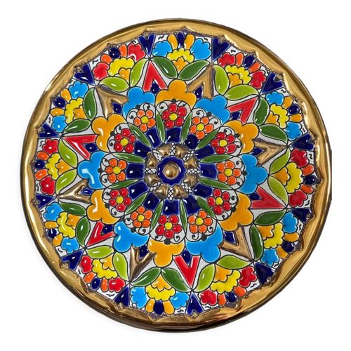 Assiette Cercolon 1970 Mail Dore Laposor 24k Multicolore