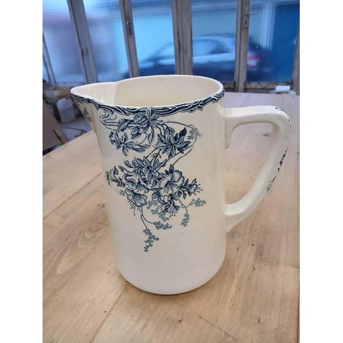 Pichet Broc Eau Ancien Longwy Bleu