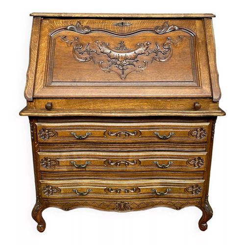 Secrtaire Ligeois En Chne Sculpt De Style Rgence Bois