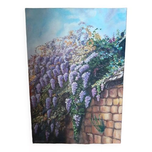 Tableau toile acrylique les Glycines multicolore