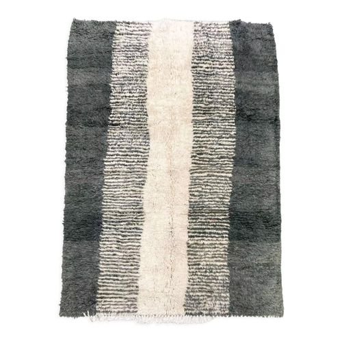 Tapis Berbre Marocain Boujaad Cru Motifs Gris 236x170cm Beige
