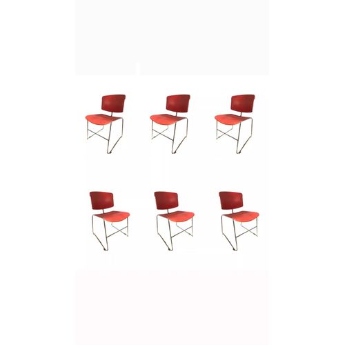 Srie 6 Chaises Bureau Design Steelcase X Max Stacker 1970 Rouge