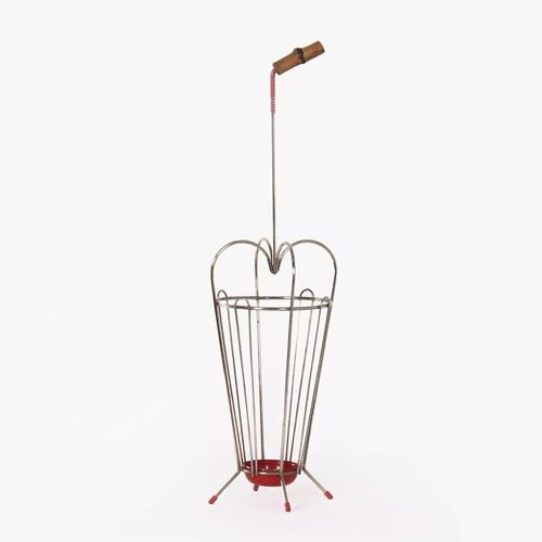 Porteparapluie en mtal manche en bambou annes 1950 argent