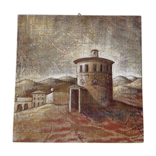 Huile sur toile contemporaine paysage signe Gouny et Marange multicolore