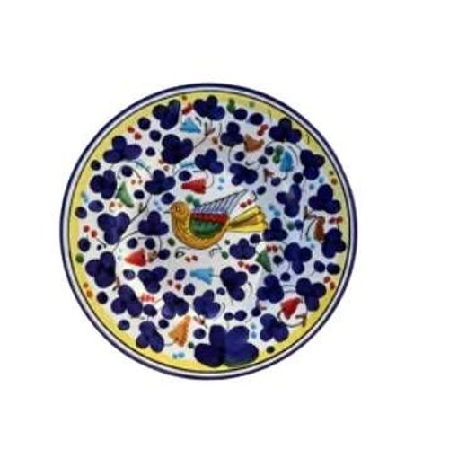 Assiette 20cm Oiseau Fleurs Bleu Marine Bleu