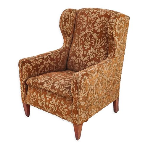 Fauteuil En Velours De Soie 1900 Bois