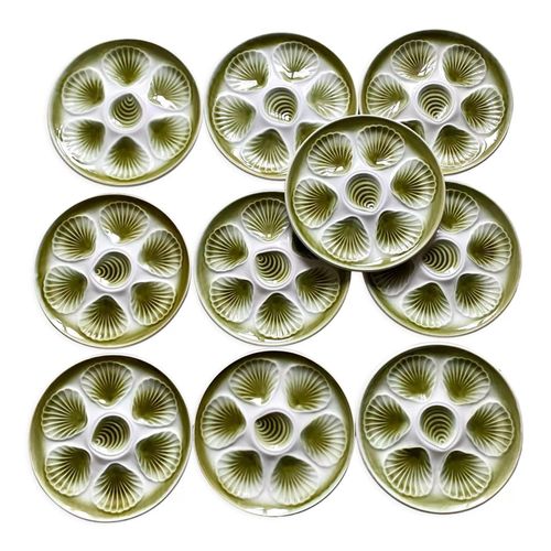 Lot De 10 Assiettes Huitres Moulin De Loups Vert