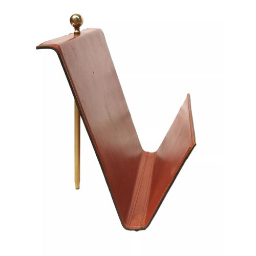 Porterevues vintage en cuir design moderniste marron