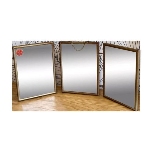 Miroir de barbier triptyque argent