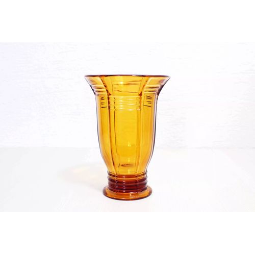 Vase Art Deco en verre ambr multicolore