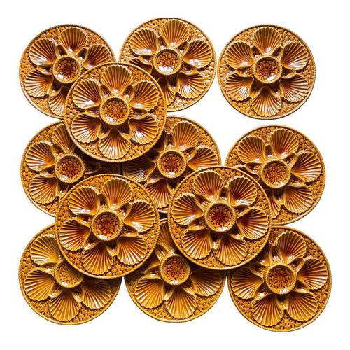 Assiettes Hutres Vintage En Cramique X 12 Orange