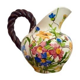 Pichet Giraud Vallauris Fleuri Multicolore