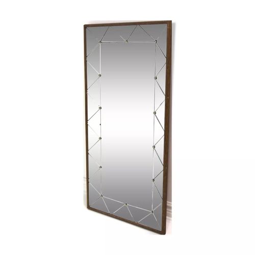 Miroir scandinave en teck et en mtal Sude 1960 122x62cm bois