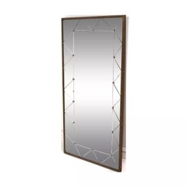 Miroir scandinave en teck et en mtal Sude 1960 122x62cm bois