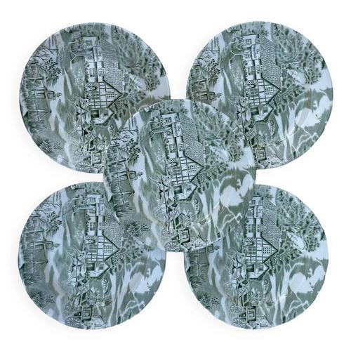 Assiettes Luneville France Vert