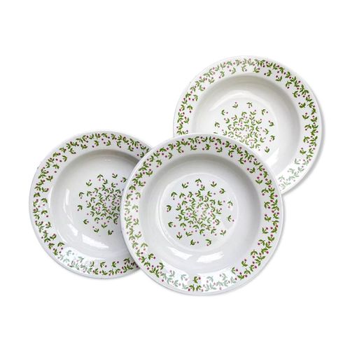 Assiettes Creuses Ironstone Italienne Giovanni Valdarno Motif Vert Rouge Blanc