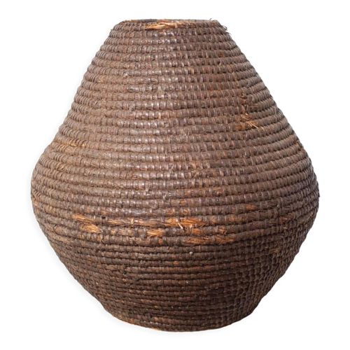 Panier ancien bourgne paille et ronce marron