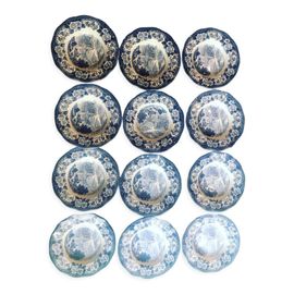 12 Assiettes Wedgwood Lochs Of Scotland Bleu