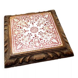 Dessous De Plat Contour Bois Faence Dcor Motif Rougebordeaux Bordeaux