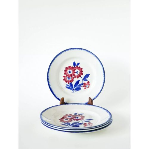 Lot De 4 Assiettes Dessert Gien Modle Cancale 1970 Bleu