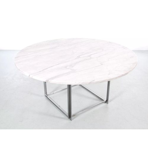 Table De Repas Scandinave Pk54 De Poul Kjaerholm Pour E Kold Christense Blanc