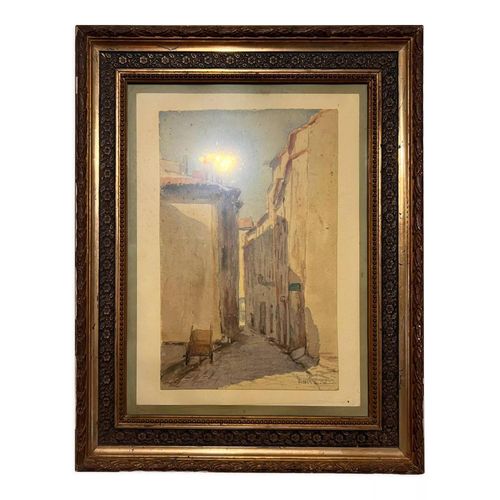 Aquarelle sur carton Ernest Biraud multicolore