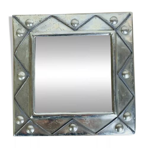 Miroir mtal carr argent vintage argent