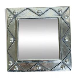Miroir mtal carr argent vintage argent