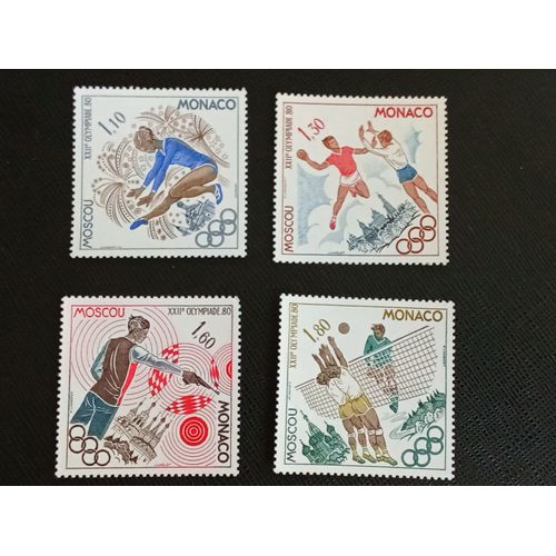 Timbre Monaco Y T 1218 A 1221 Série : Jeux Olympiques 1980 (040709 )