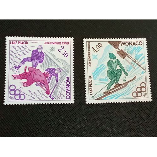 Timbre Monaco Y T 1222 - 1223 Séries: Jeux Olympiques D'Hiver - Lake Placid 1980 (040709 )