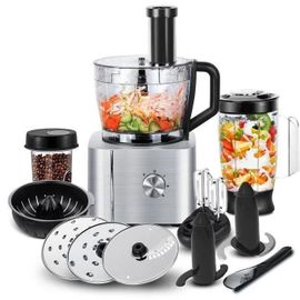 Robot multifonction,robot pâtissier,robot de cuisine,11 en 1,1100W ,Batteur-Extrateur de Jus- Mixeur -Blender -Inox