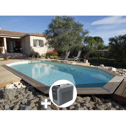 Kit piscine bois Ubbink Azura 6,10 x 4,00 x 1,20 m - Liner beige + Poolican