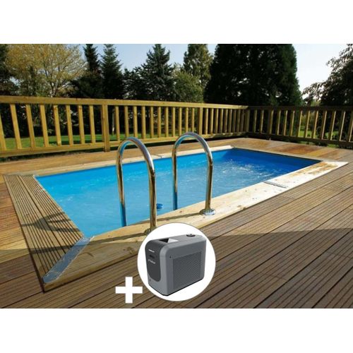 Kit piscine bois Ubbink Linéa UrbanPool 4,50 x 2,50 x 1,40 m - Liner bleu + Poolican