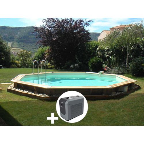 Kit piscine bois Ubbink Océa 5,80 x 1,30 m - Liner gris + Poolican