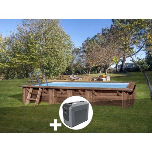 Kit piscine bois Gré Mango 6,18 x 3,20 x 1,33 m + Poolican