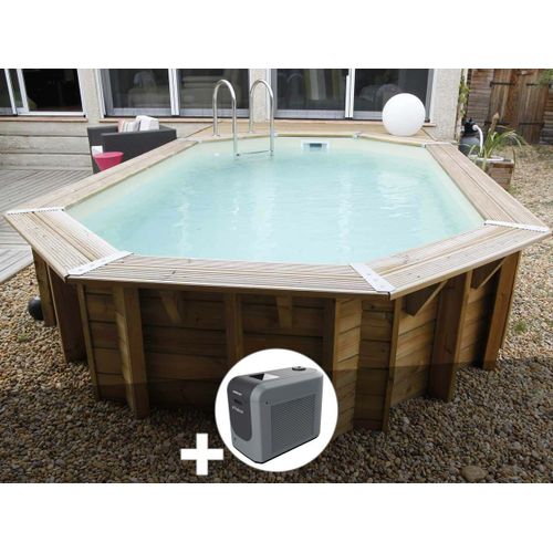 Kit piscine bois Ubbink Océa 5,50 x 3,55 x 1,20 m - Liner beige + Poolican