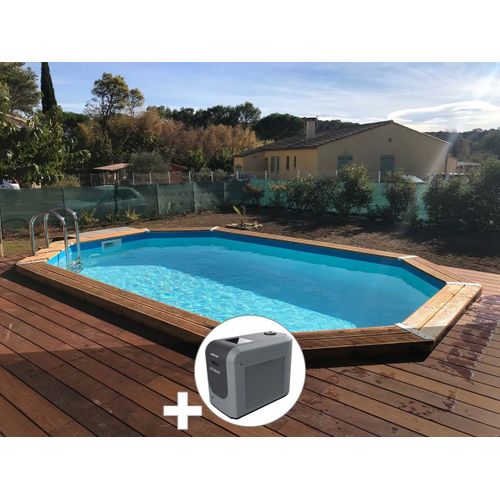 Kit piscine bois Ubbink Sunwater 4,90 x 3,00 x 1,20 m - Liner beige + Poolican