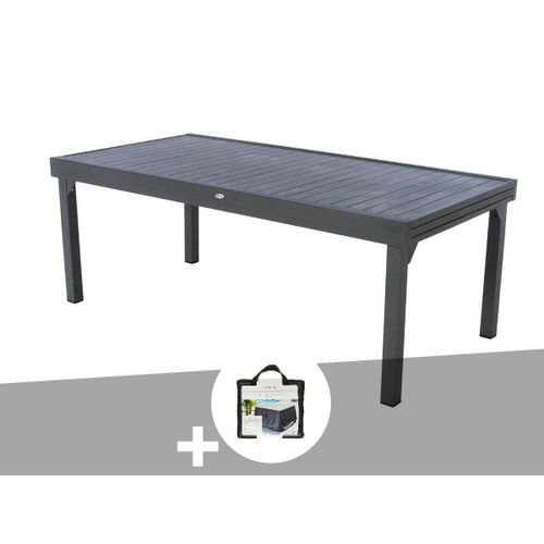 Table Extensible Rectangulaire Alu Piazza 10/12 Places Graphite + Housse - Hespéride