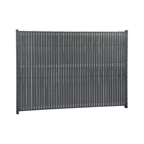 Lanière Occultante Ecovizio À Tresser 48 Mm Ardoise - 100% Recyclée Pour Panneau Grillagé Soudé + 100 Clips - Jardiline