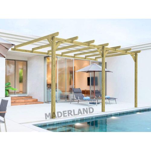 Pergola Adossée En Bois Massif Orléans 600 X 300 Cm - Maderland